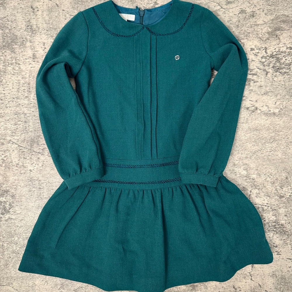Gucci Baby Girls Teal Dress – 2013 S/S Collection –‎ Made in Italy, Sz 18-24